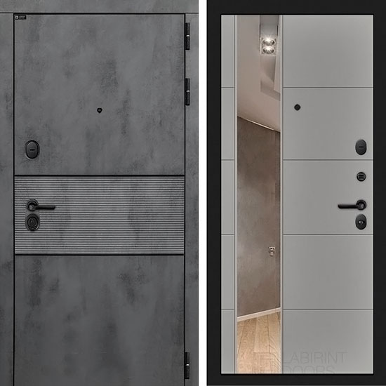 Входная дверь Лабиринт Infinity 19 с зеркалом Грей софт