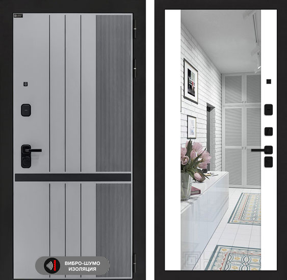 Входная дверь Лабиринт SKYLAB с зеркалом Максимум Белый софт