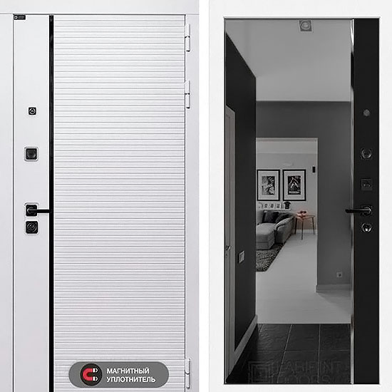 Входная дверь Лабиринт Royal Панорама с Зеркалом Черный кварц