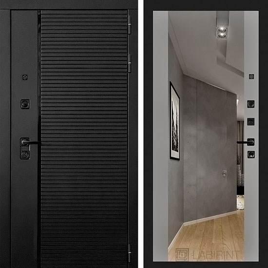 Входная дверь Лабиринт Piano с Зеркалом Грей Софт