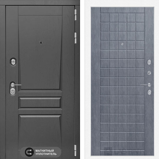 Входная дверь Лабиринт Платинум 09 Лен сильвер