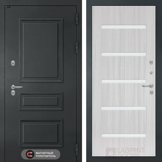 Входная дверь Лабиринт Атлантик 01 с терморазрывом Сандал белый