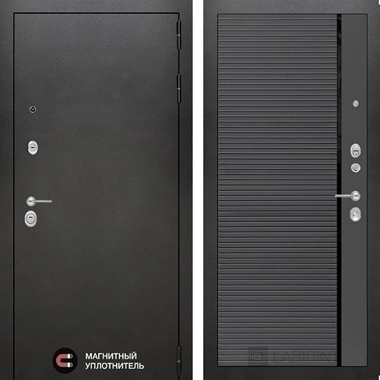 Входная дверь Лабиринт Silver 22 Графит софт