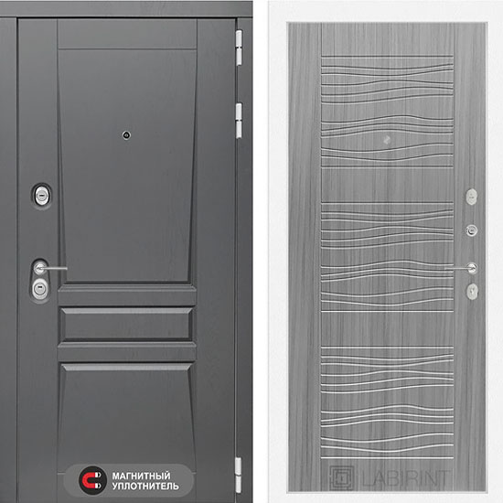 Входная дверь Лабиринт Платинум 06 Сандал серый